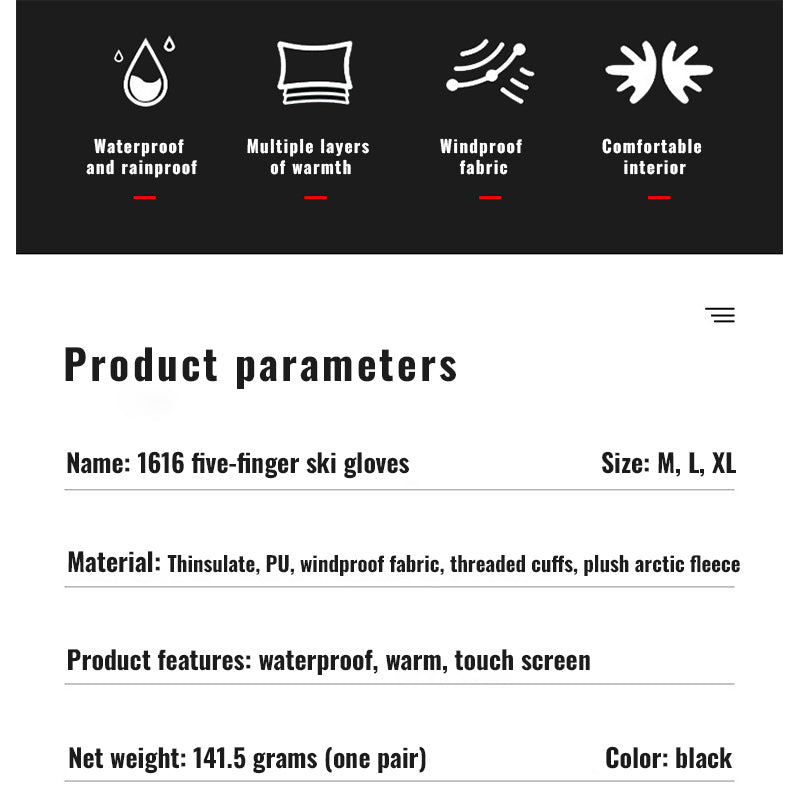 3M Touchscreen Ski Gloves