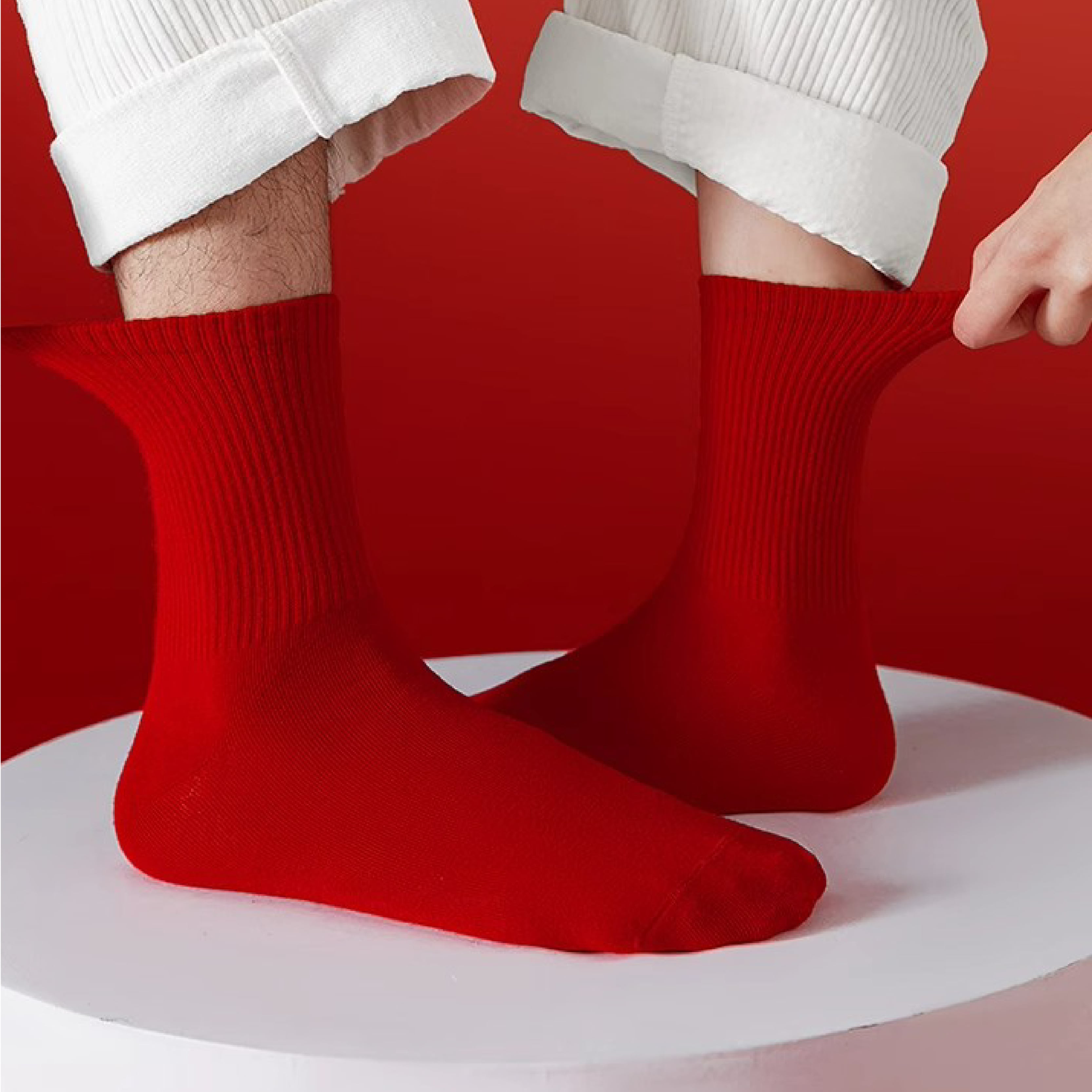 Solid Red Mid-Calf Socks