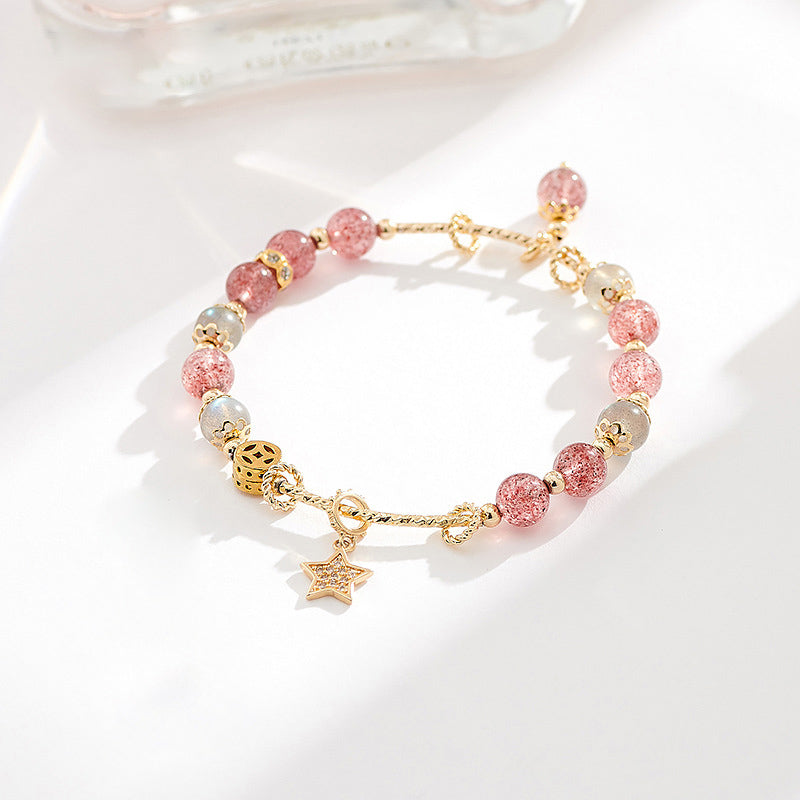 Strawberry Crystal Moonstone Bracelet