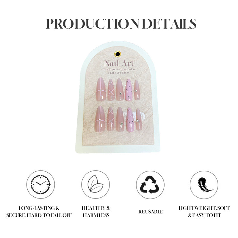 Pink Check Press-On Nails