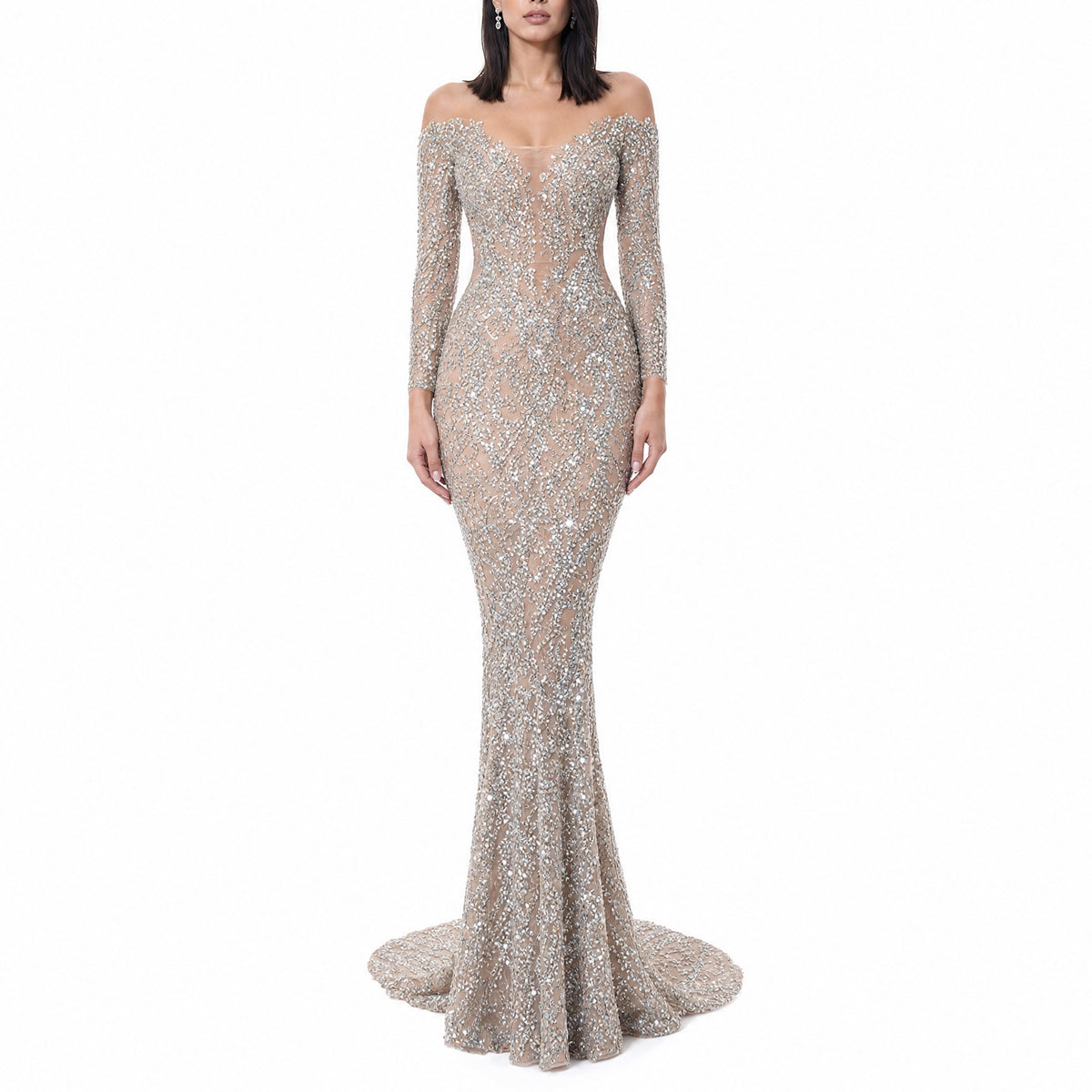 Women's Foil Print Evening Dress