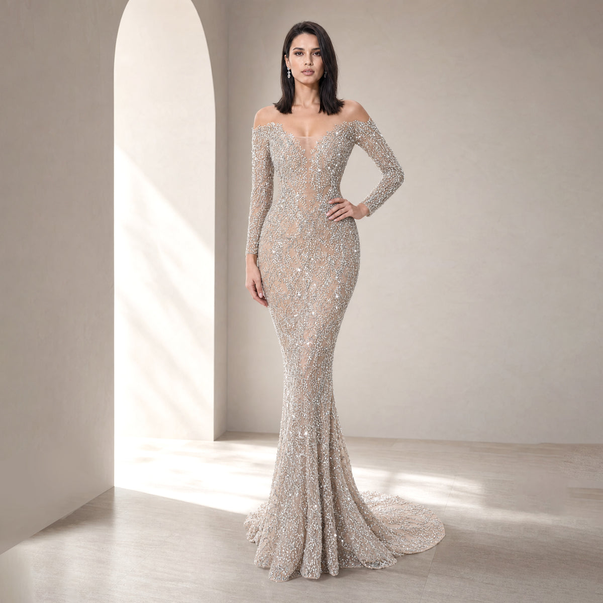 Women's Foil Print Evening Dress